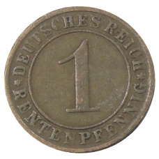 Монета 1 рентенпфенниг 1924 года A Германия (реверс)