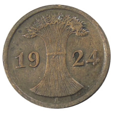 Монета 2 рентенпфеннига 1924 года A Германия (аверс)