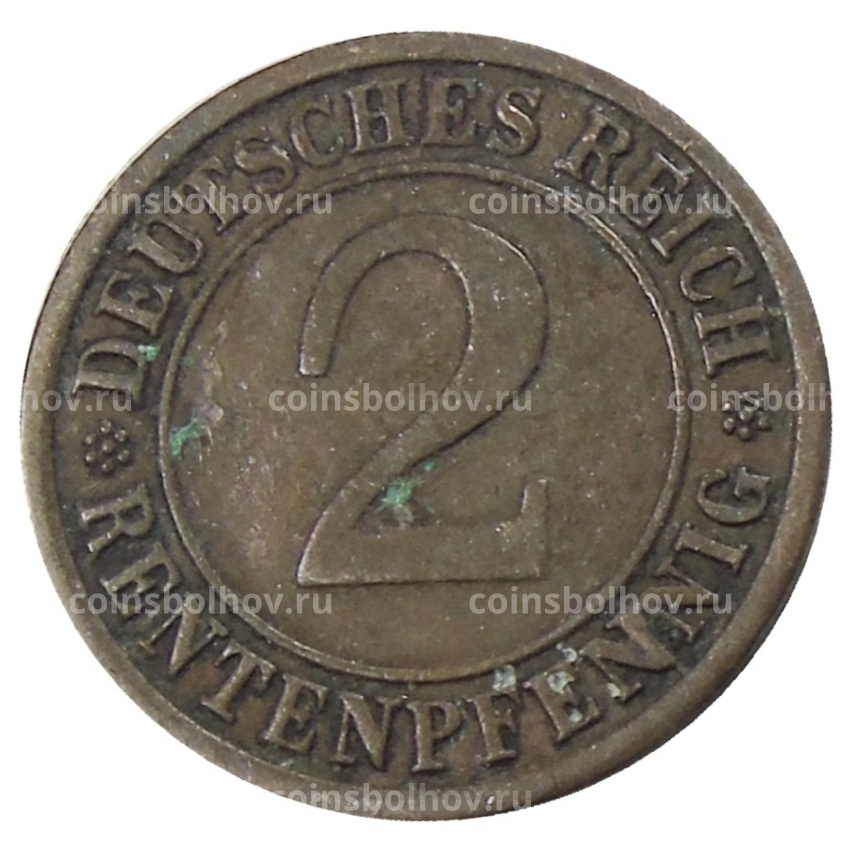 Монета 2 рентенпфеннига 1924 года J Германия (вид 2)