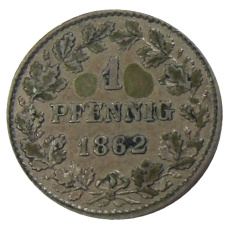Монета 1 пфенниг 1862 года Германские государства — Нассау (аверс)
