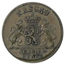 Монета 1 пфенниг 1862 года Германские государства — Нассау (реверс)
