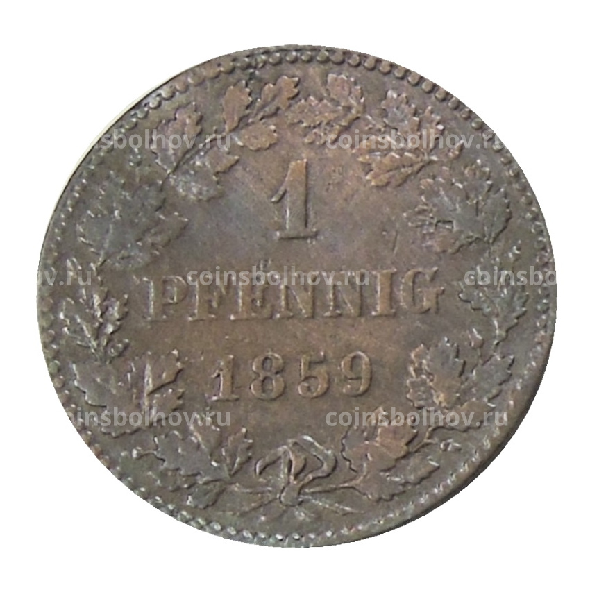 Монета 1 пфенниг 1859 года Германские государства — Нассау