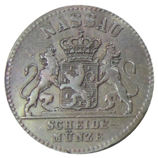 Монета 1 пфенниг 1859 года Германские государства — Нассау (реверс)