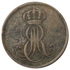 Монета 2 пфеннига 1851 года B Германские государства — Ганновер (реверс)