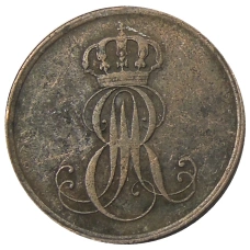 Монета 2 пфеннига 1851 года B Германские государства — Ганновер (реверс)