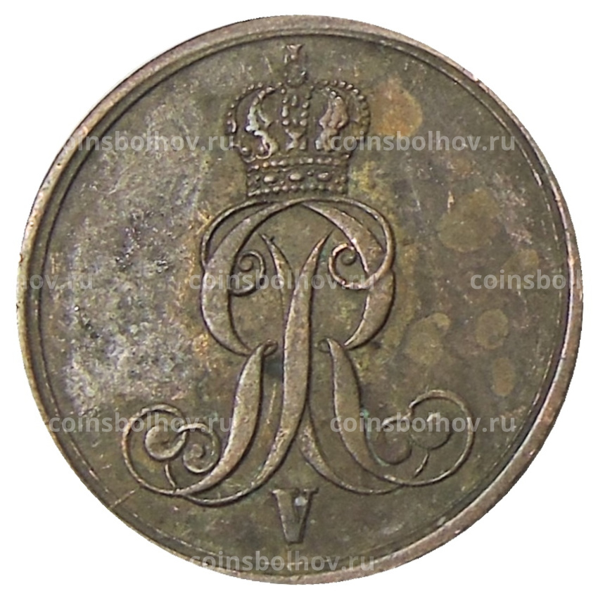 Монета 1 пфенниг 1855 года В Германские государства — Ганнновер (вид 2)