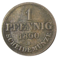Монета 1 пфенниг 1860 года В Германские государства — Ганновер (аверс)