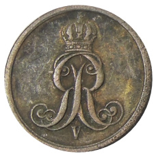 Монета 1 пфенниг 1860 года В Германские государства — Ганновер (реверс)