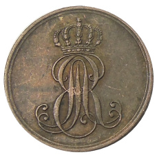 Монета 1 пфенниг 1847 года B Германские государства — Ганновер (реверс)