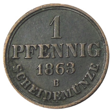 Монета 1 пфенниг 1863 года B Германские государства — Ганновер (аверс)