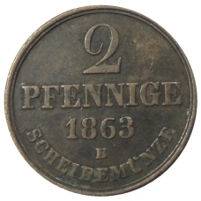 Монета 2 пфеннига 1863 года B Германские государства — Ганновер (аверс)