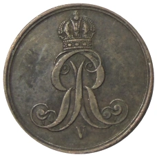 Монета 2 пфеннига 1863 года B Германские государства — Ганновер (реверс)