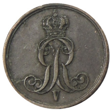 Монета 1 пфенниг 1853 года B Германские государства — Ганновер (реверс)