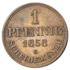 Монета 1 пфенниг 1858 года B Германские государства — Ганновер (аверс)