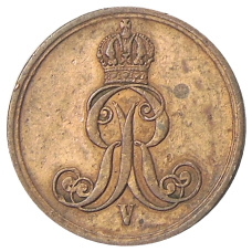 Монета 1 пфенниг 1858 года B Германские государства — Ганновер (реверс)