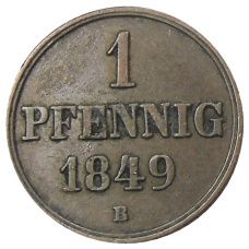 Монета 1 пфенниг 1849 года B Германские гсоударства -Ганновер (аверс)