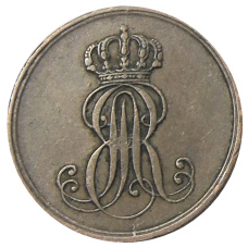 Монета 1 пфенниг 1849 года B Германские гсоударства -Ганновер (реверс)