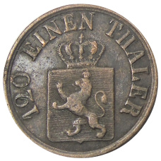 Монета 3 геллера 1865 года Германские государства — Гессен — Кассель (реверс)