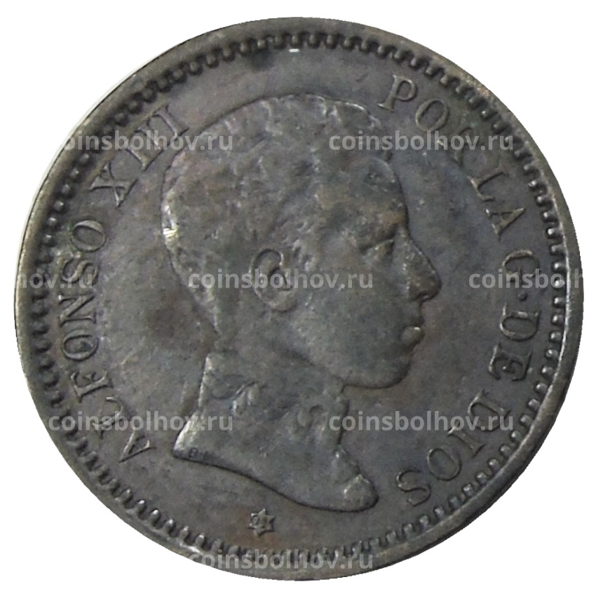 Монета 2 сентимо 1904 года Испания