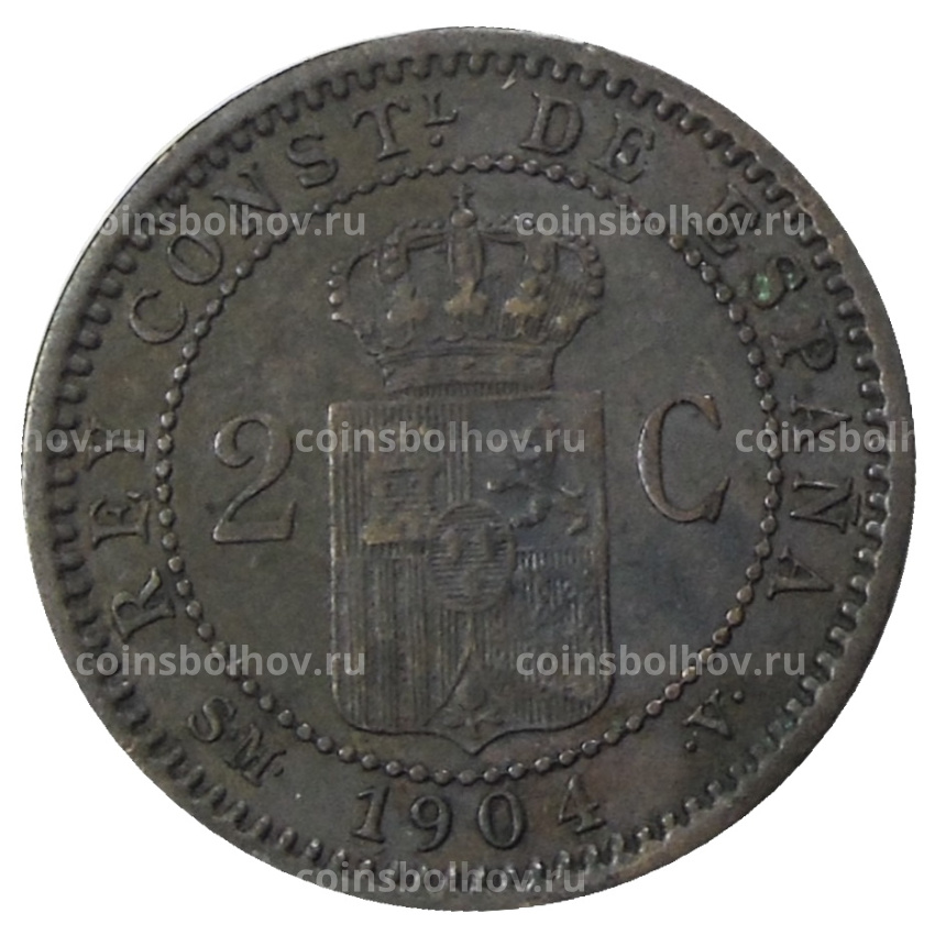 Монета 2 сентимо 1904 года Испания (вид 2)