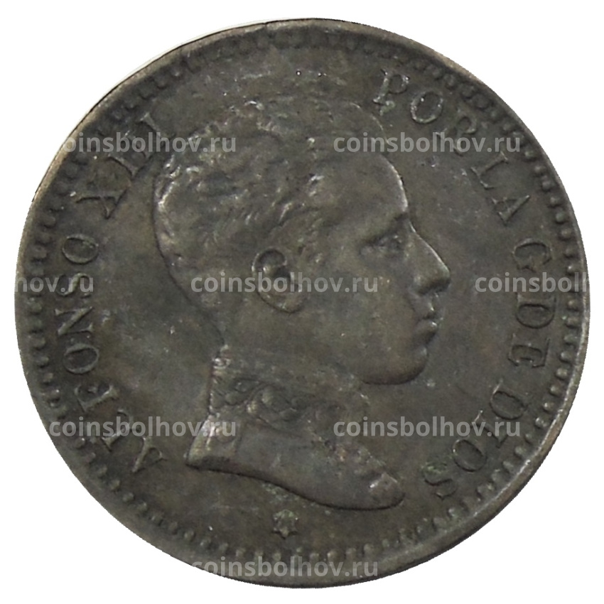 Монета 2 сентимо 1904 года Испания