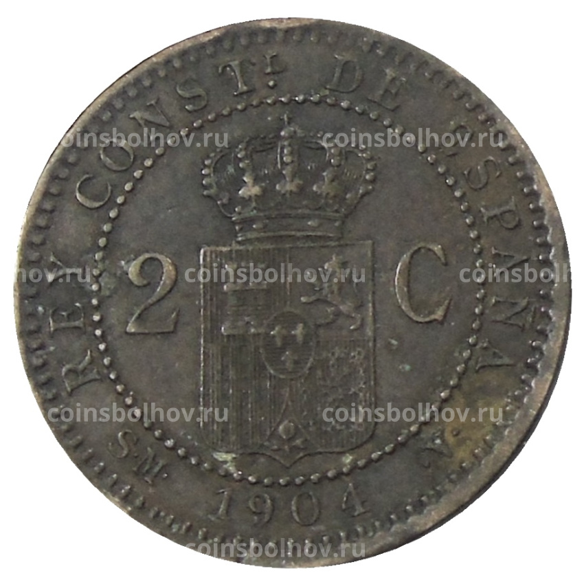 Монета 2 сентимо 1904 года Испания (вид 2)