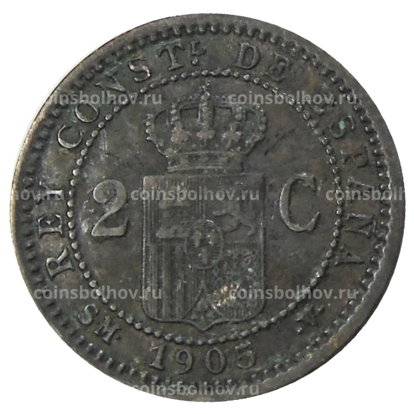 Монета 2 сентимо 1905 года Испания (вид 2)
