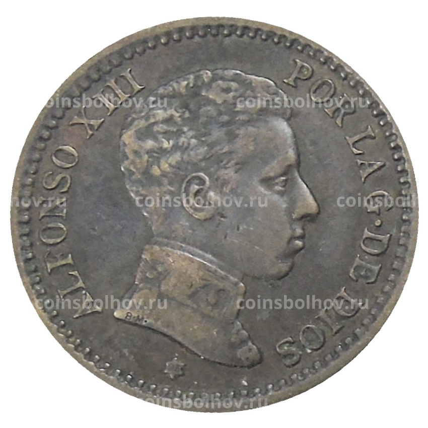 Монета 2 сентимо 1905 года Испания