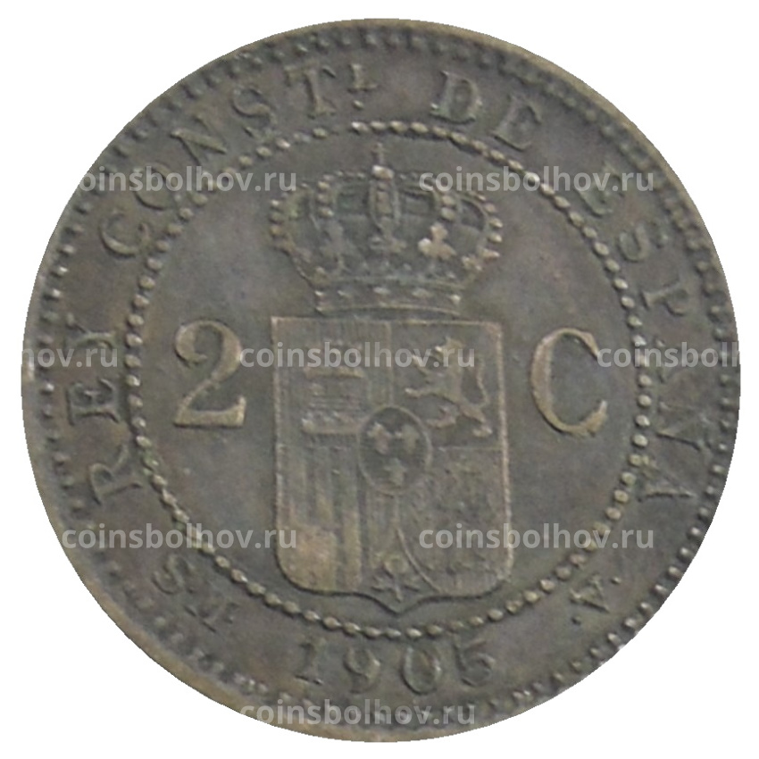 Монета 2 сентимо 1905 года Испания (вид 2)