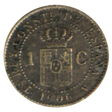 Монета 1 сентимо 1906 года Испания (реверс)