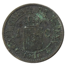 Монета 1 сентимо 1906 года Испания (реверс)