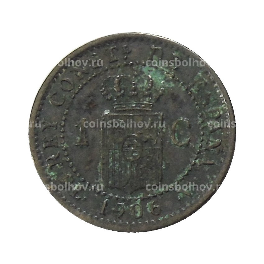 Монета 1 сентимо 1906 года Испания (вид 2)