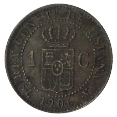Монета 1 сентимо 1906 года Испания (реверс)
