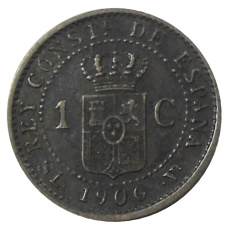 Монета 1 сентимо 1906 года Испания (реверс)