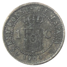 Монета 1 сентимо 1906 года Испания (реверс)