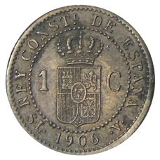 Монета 1 сентимо 1906 года Испания (реверс)