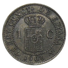 Монета 1 сентимо 1906 года Испания (реверс)