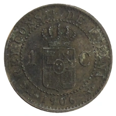 Монета 1 сентимо 1906 года Испания (реверс)