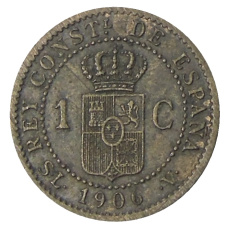 Монета 1 сентимо 1906 года Испания (реверс)