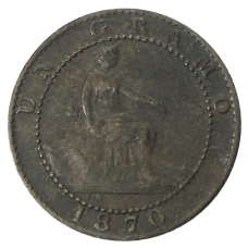 Монета 1 сентимо 1870 года Испания (аверс)