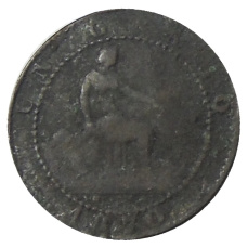 Монета 1 сентимо 1870 года Испания (аверс)