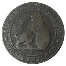 Монета 2 сентимо 1870 года Испания (реверс)