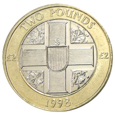 Монета 2 фунта 1998 года Гернси (аверс)