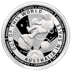 Монета 1 доллар 2024 года Австралия «Австралия в космосе» (в коробке) (аверс)