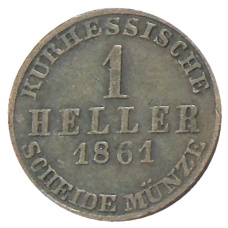 Монета 1 геллер 1861 года Германские государства — Гессен-Кассель (аверс)