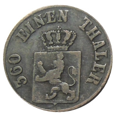 Монета 1 геллер 1861 года Германские государства — Гессен-Кассель (реверс)