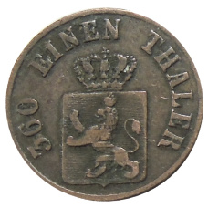 Монета 1 геллер 1863 года Германские государства — Гессен-Кассель (реверс)