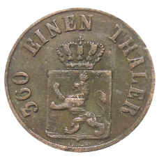 Монета 1 геллер 1865 года Германские государства — Гессен-Кассель (реверс)