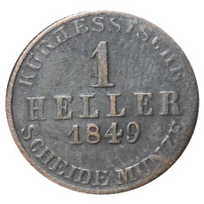 Монета 1 геллер 1849 года Германские государства — Гессен-Кассель (аверс)