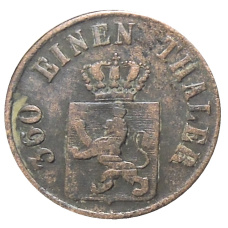 Монета 1 геллер 1849 года Германские государства — Гессен-Кассель (реверс)